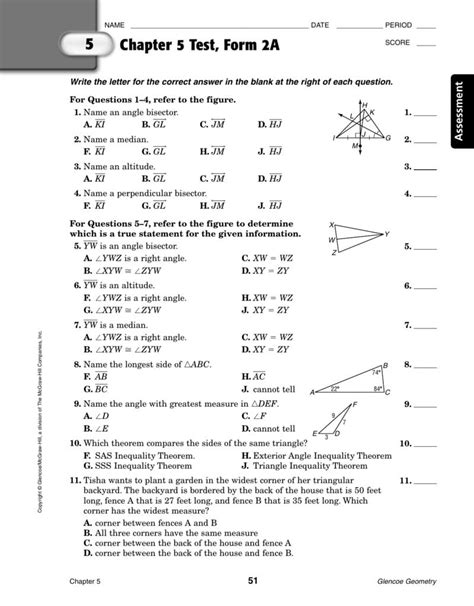 Standardized <strong>Test</strong> Practice. . Chapter 4 quiz 1 glencoe geometry